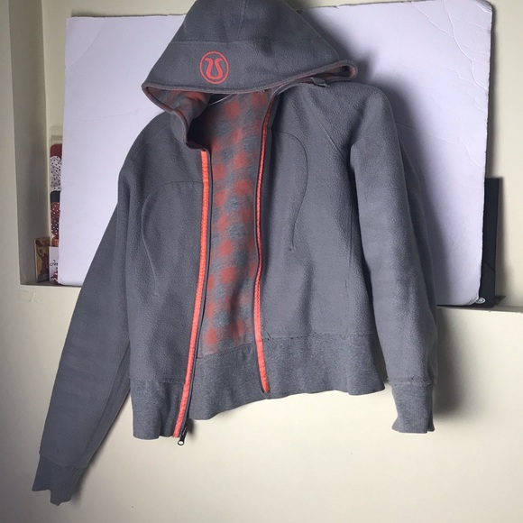 Lululemon RARE Reversible Scuba Remix Hoodie Jacket Cotton Fleece Plaid Pockets - Picture 7 of 15